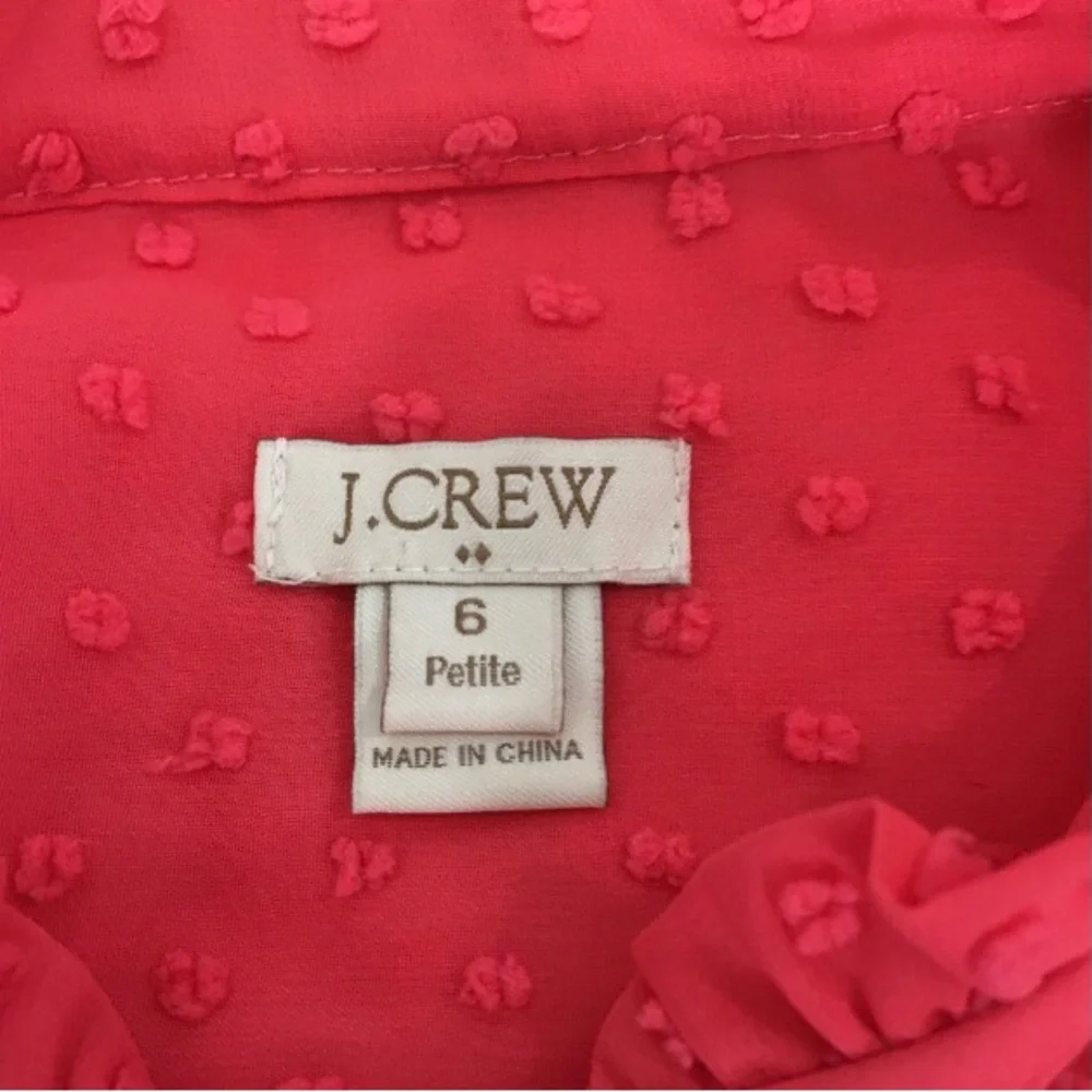 J. Crew Elegant Dots Rose/Pink Long Sleeves Casual Office Shirt 6P